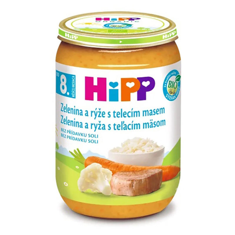 HIPP Zelenina s rýží a telecím masem BIO 220 g