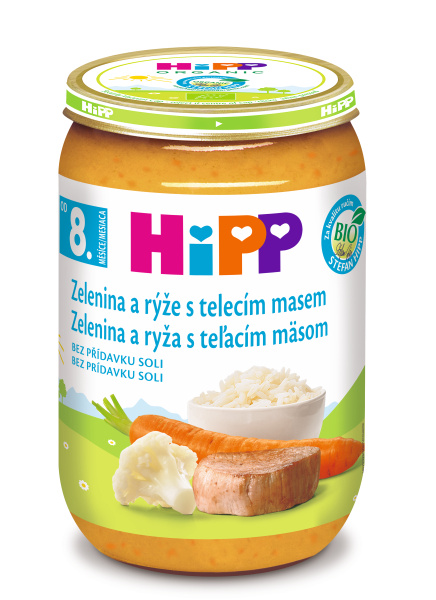 HIPP Zelenina s rýží a telecím masem BIO 220 g