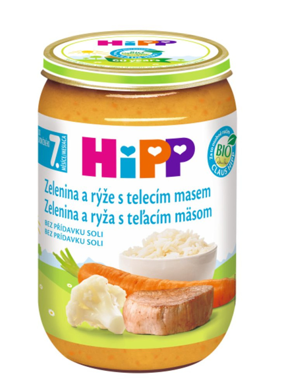 HIPP Zelenina s rýží a telecím masem BIO 220 g