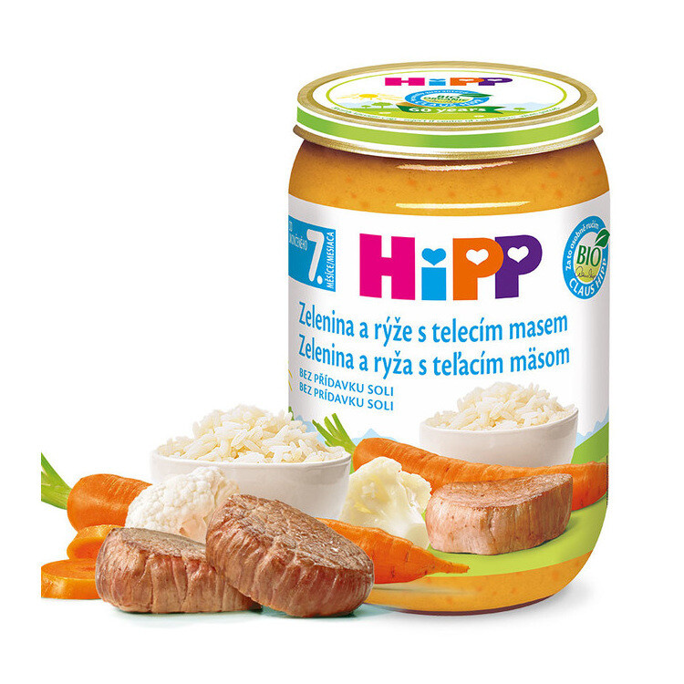 HIPP Zelenina s rýží a telecím masem BIO 220 g