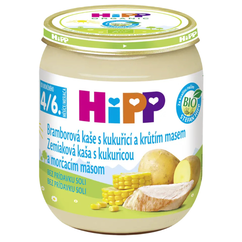HiPP BIO Bramborová kaše s kukuřicí a krůtím masem