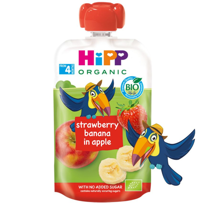 HIPP 100% ovoce jablko banán jahoda BIO 100 g