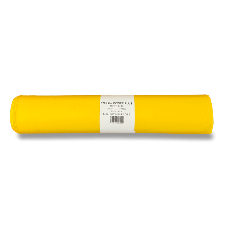 Power Plus - barevné pytle na odpadky - 120 l, 10 ks, 70 mikronů, žluté