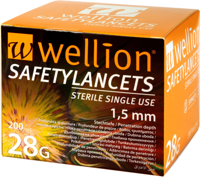 LANCETY WELLION JEDNORÁZOVÉ BEZPEČNOSTNÍ 28G, 100KS