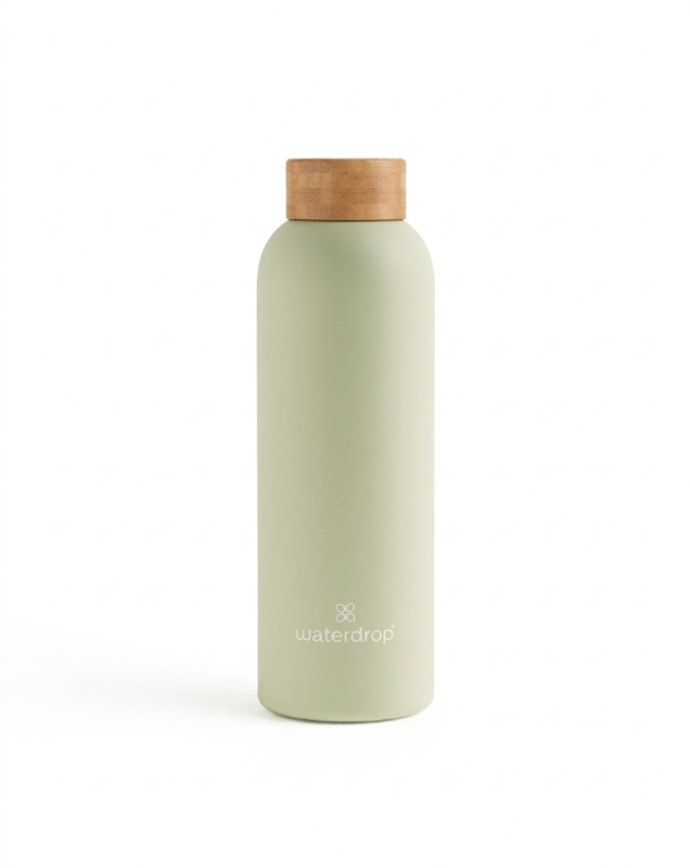 Waterdrop Termo Nerezová lahev 600 ml - Pastelová olivová matná
