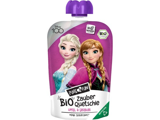 PURE & FUN Ledové království BIO Zázračné kapsičky - ovocné pyré Jablko, jahoda 100 g