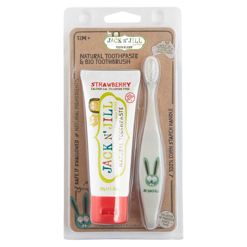 Jack N' Jill SET zubní pasta JAHODA + zubní kartáček ZAJÍC