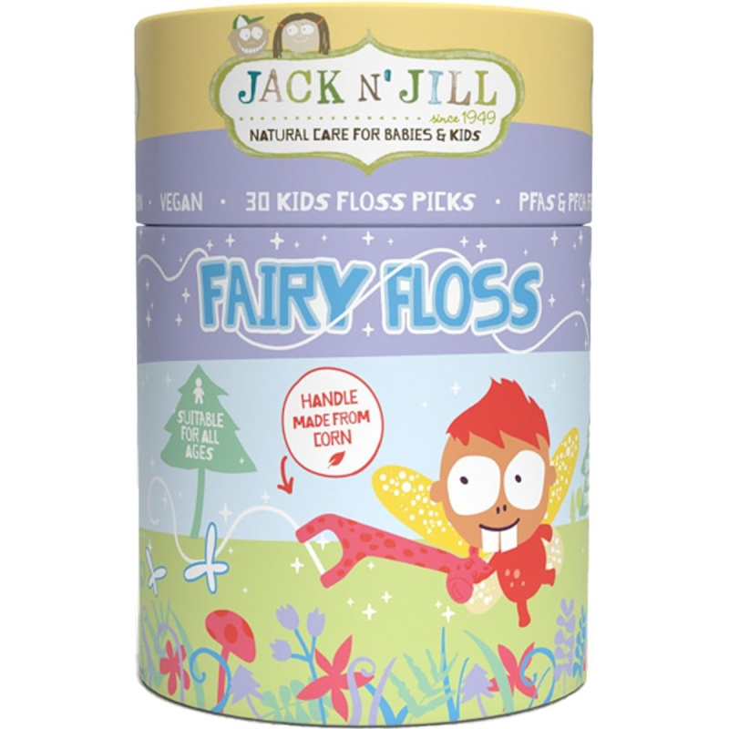 JACK N' JILL Zubní nit pro děti Fairy Floss s jemnou jahodovou příchutí 30 ks