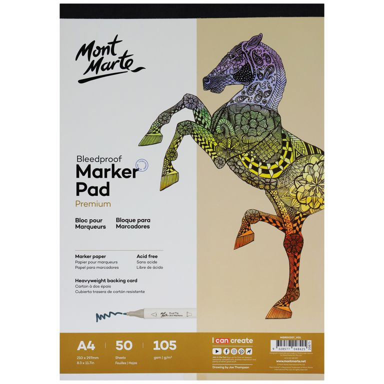 Skicovací blok pro fixy a popisovače Mont Marte PREMIUM - 105g/m2, A4 - 50 listů