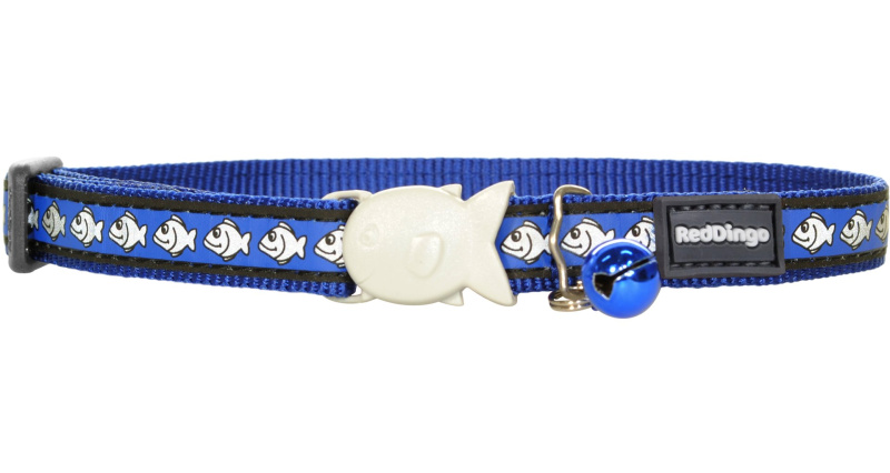 RedDingo Obojek Fish Rfx Modrá - 12mm/20 až 32cm