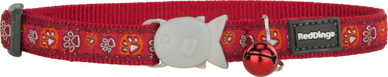 RedDingo Obojek Paw Impressions Red - 12mm/20 až 32cm