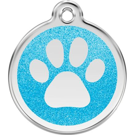 Známka Red Dingo - Tlapka - Aqua - Třpytivá velikost známky M - 30 mm
