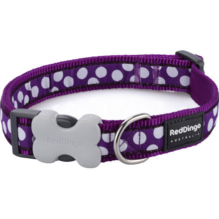 Obojek RD 15 mm x 24-37 cm - White Spots on Purple