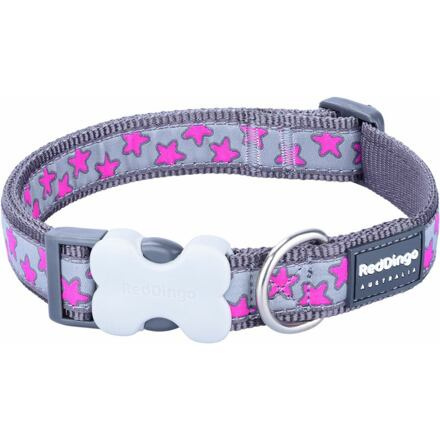 Obojek RD 25 mm x 41-63 cm - Hot Pink Stars on Grey