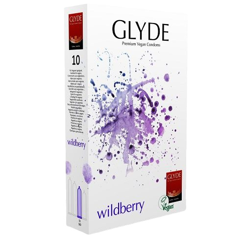 Glyde Prémiové veganské kondomy s aroma lesních plodů 10 ks | Fialové