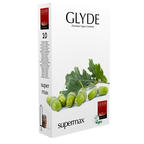 Glyde Prémiové veganské kondomy Supermax 10 ks | Transparentní