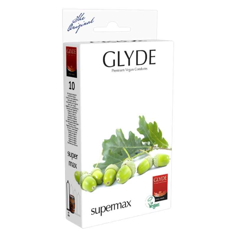 Glyde Prémiové veganské kondomy Supermax 10 ks | Transparentní