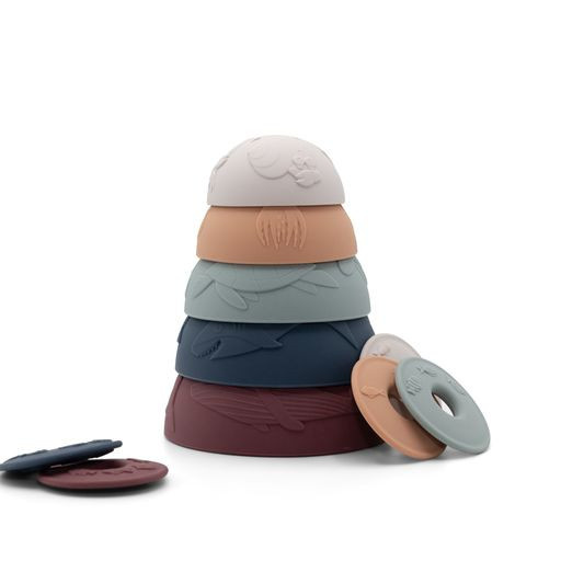 Jellystone Designs Silikonové stohovací kelímky, zemitá