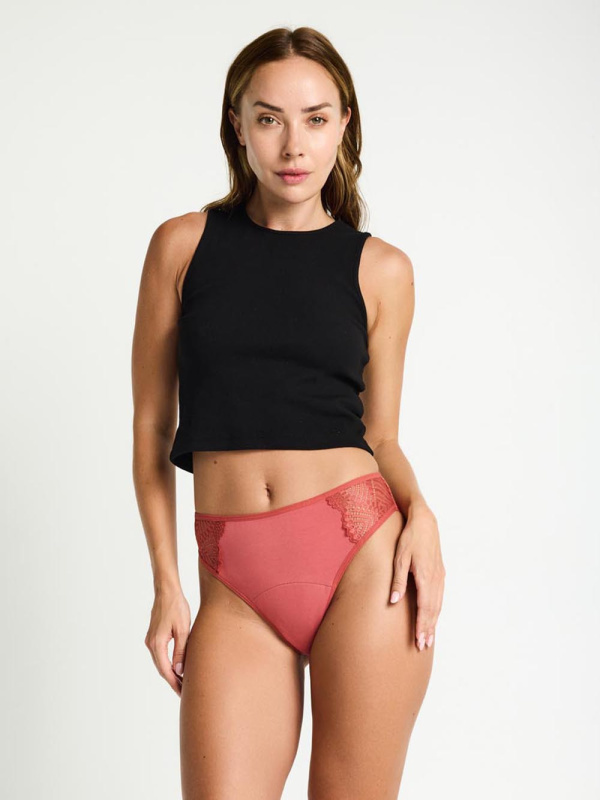 Menstruační kalhotky Modibodi Sensual French Hi-Waist Moderate-Heavy Rosewood Pink (MODI4043RP) XXL