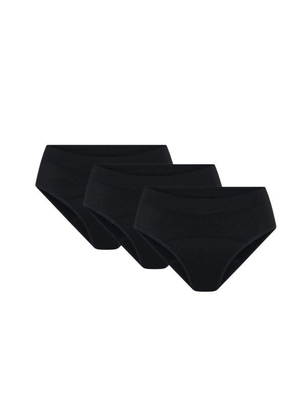 3PACK dívčí menstruační kalhotky Modibodi Teen Soft Stretch Seamless Hipster Bikini Moderate (DMKMTSSSHBM) 12-14 let