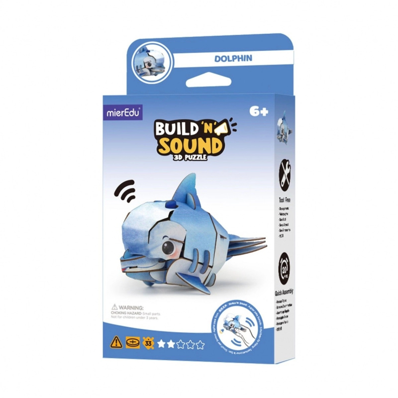 Puzzle 3D MierEdu postav a poslouchej – delfín