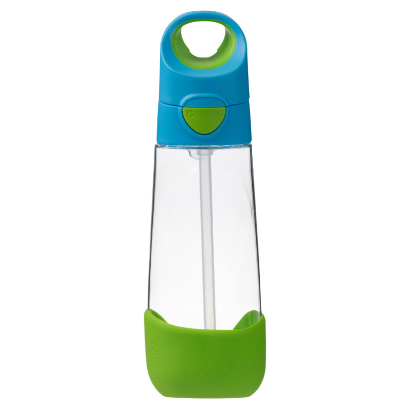 b.box Láhev na pití s brčkem 600 ml - modrá/zelená