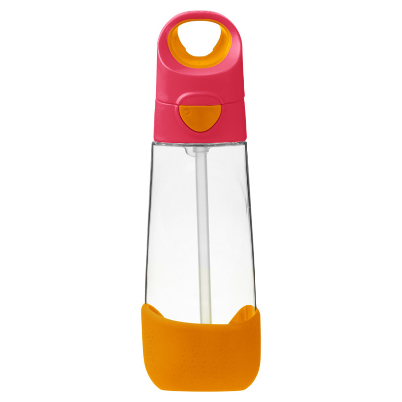 b.box Láhev na pití s brčkem 600 ml - růžová/ oranžová