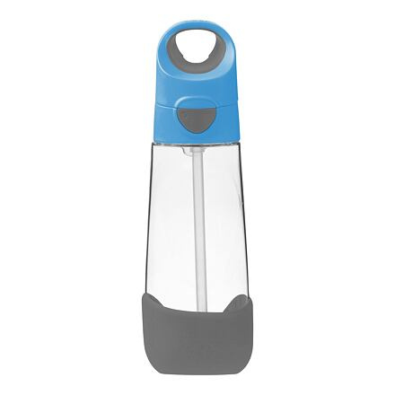 b.box Láhev na pití s brčkem 600 ml - modrá/šedá
