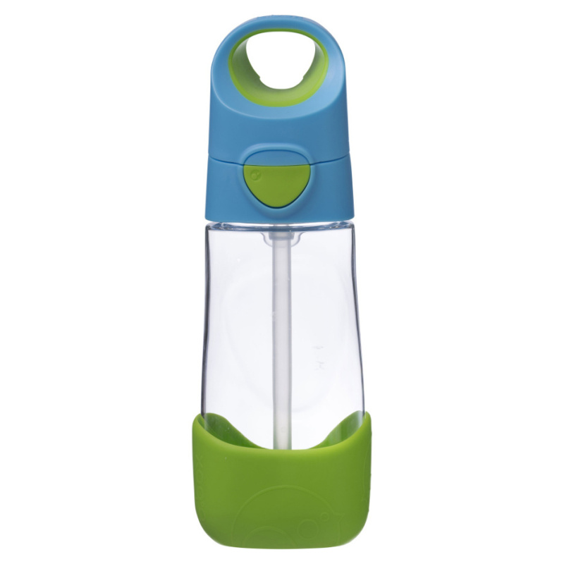 b.box Láhev na pití s brčkem 450ml - modrá/ zelená