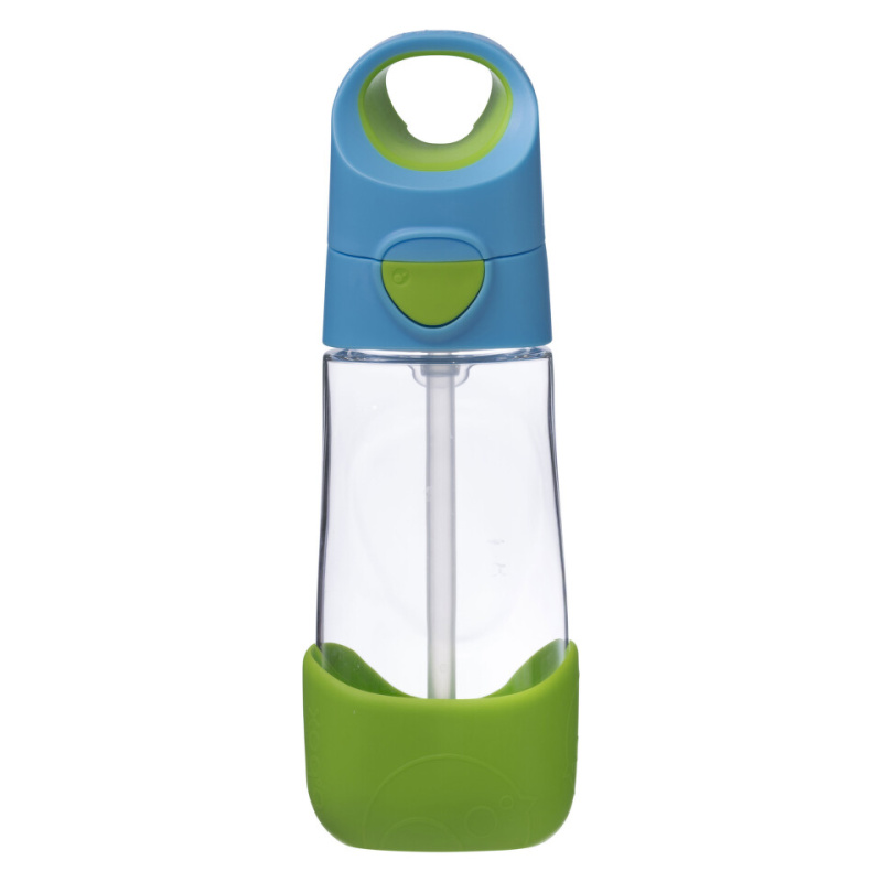 b.box Láhev na pití s brčkem 450ml - modrá/ zelená