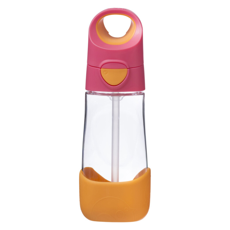 b.box Láhev na pití s brčkem 450 ml - růžová/ oranžová