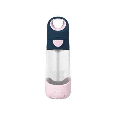 b.box Láhev na pití s brčkem 450 ml - indigo/růžová
