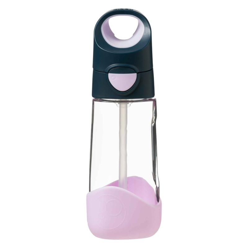 b.box Láhev na pití s brčkem 450 ml - indigo/růžová