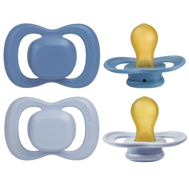 b.box Dudlíky z přírodního kaučuku 6m+, 2ks - světle modrý/tmavě modrý