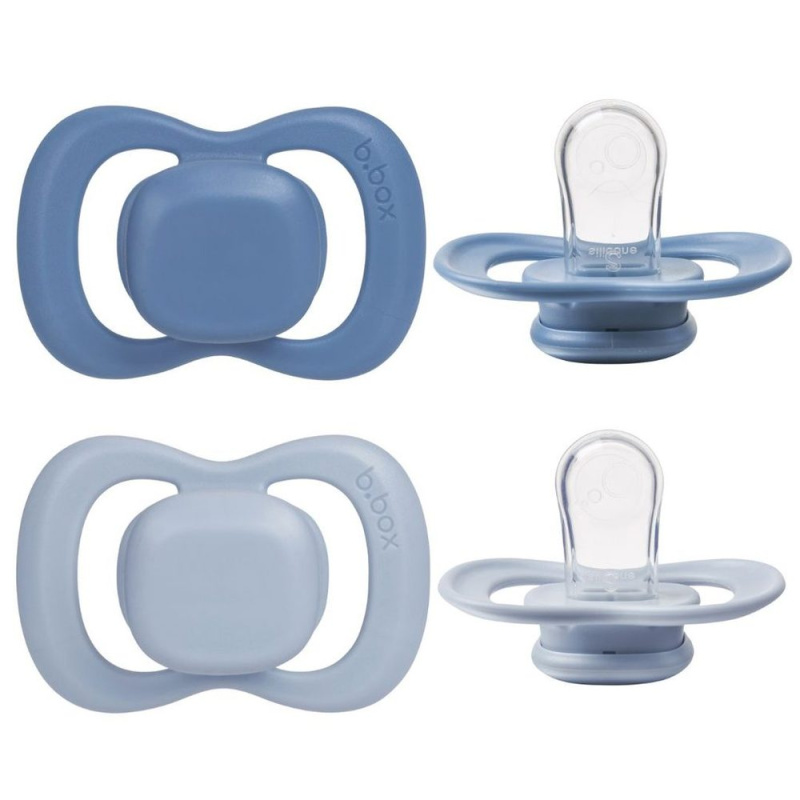b.box Dudlíky silikonové 0-6m, 2ks - světle a tmavě modrý