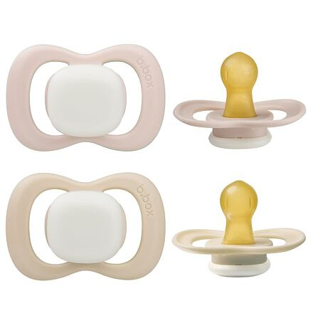 b.box Dudlíky z přírodního kaučuku 0-6m, 2ks - GLOW světle růžový/latte
