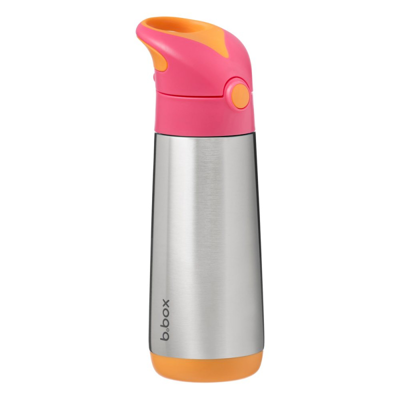 B.box Termoska na pití s brčkem 500 ml - růžová/oranžová