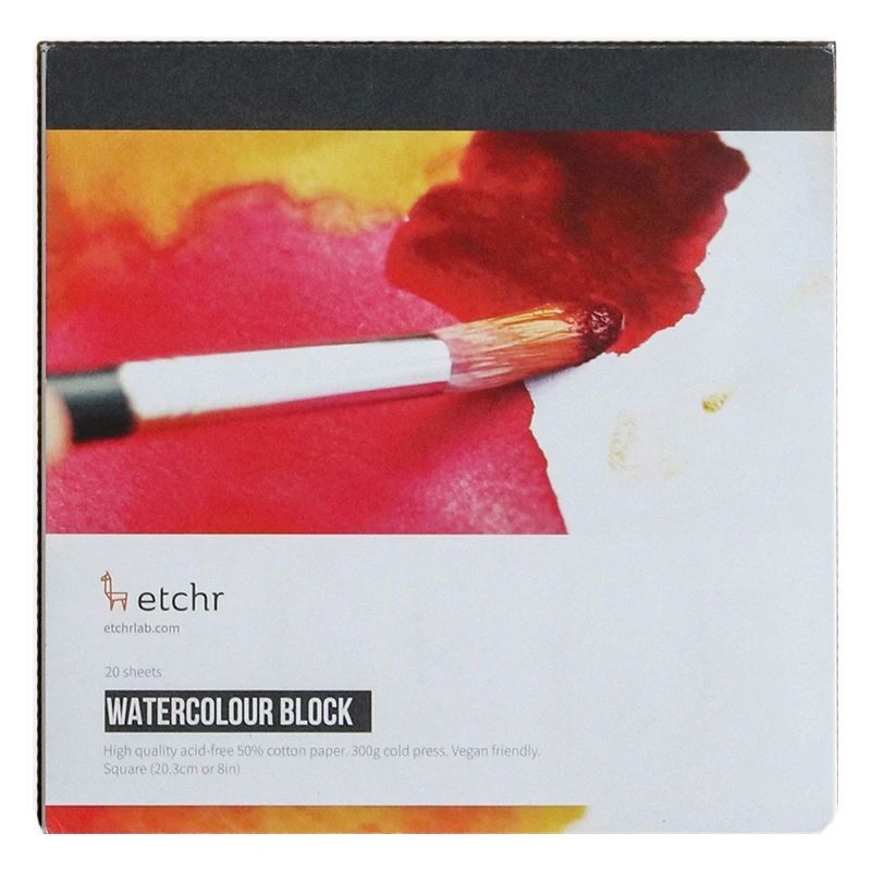 Skicák Etchr Watercolour cold press (300g/m2, 20 listů, 50%bavlna) 20,3x20,3cm