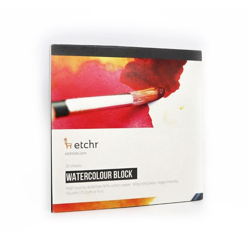 Skicák Etchr Watercolour cold press (300g/m2, 20 listů, 50%bavlna) 15x15cm