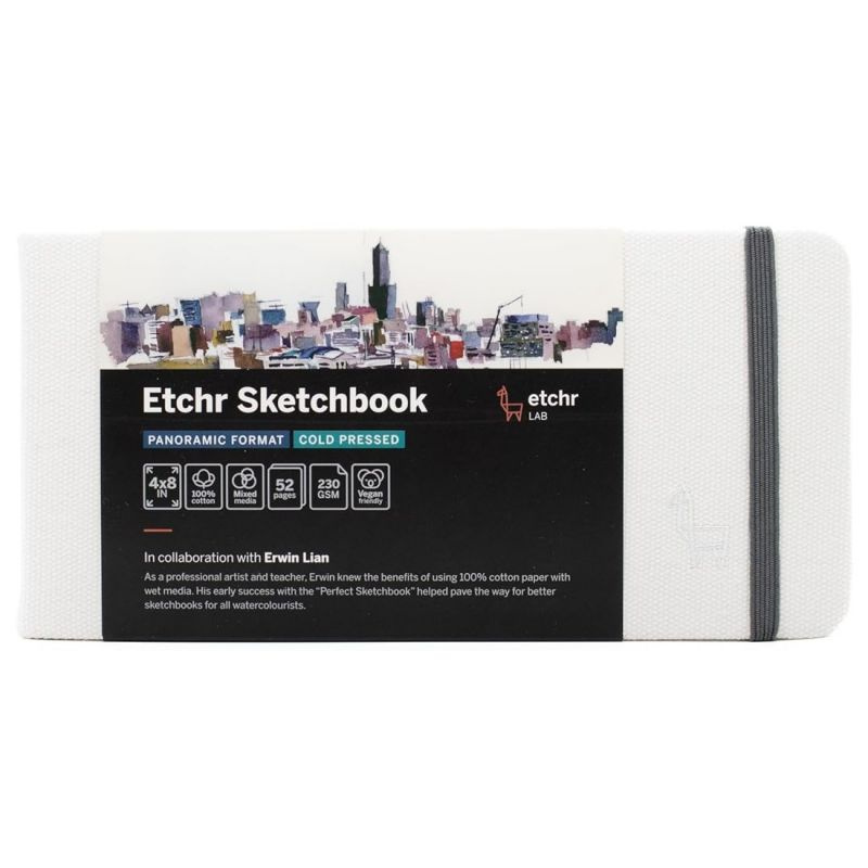 Skicák Etchr Sketchbook Panoramic cold press (230g/m2, 26 listů) 21×10cm