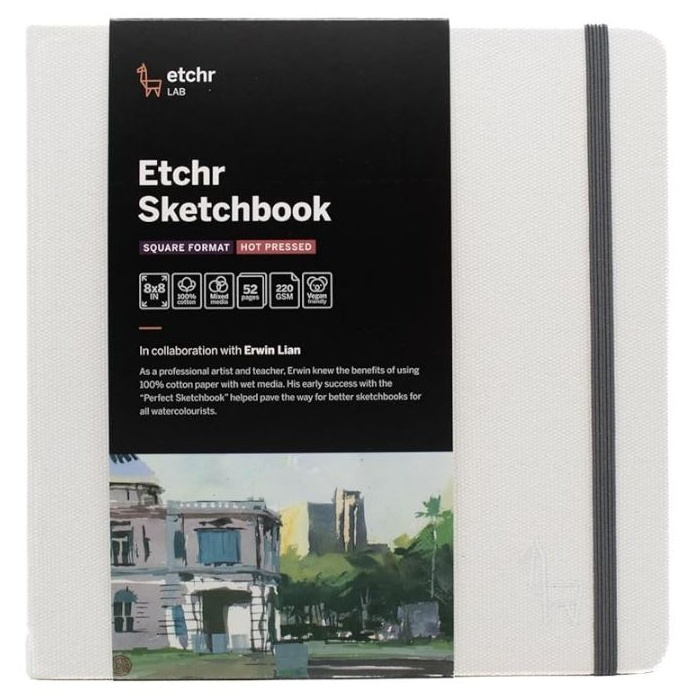 Skicák Etchr Sketchbook Portrét hot press (220g/m2, 26 listů) 20,3×20,3cm