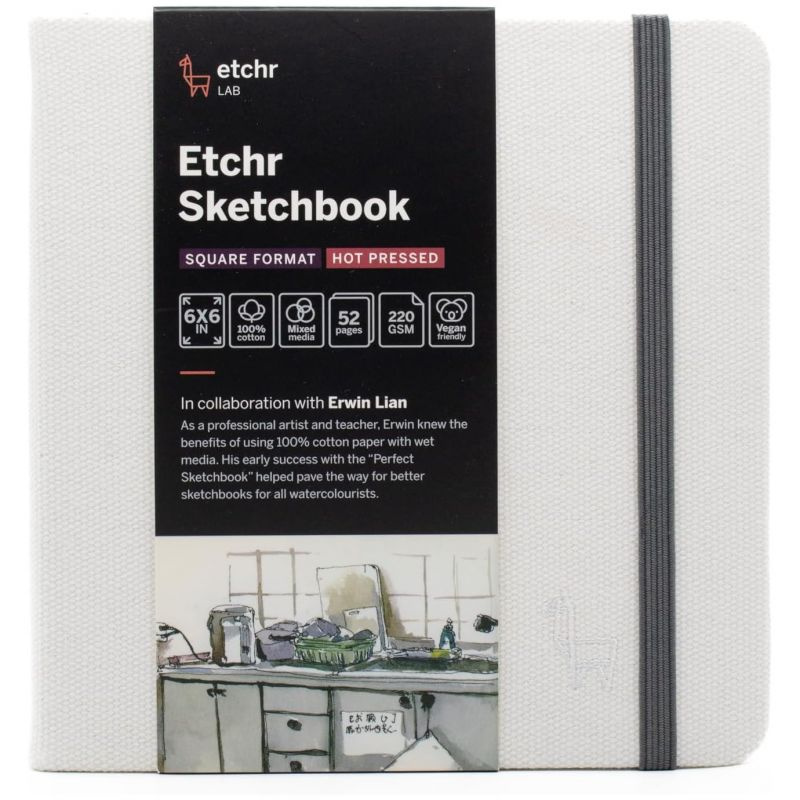 Skicák Etchr Sketchbook Portrét hot press (220g/m2, 26 listů) 15×15cm
