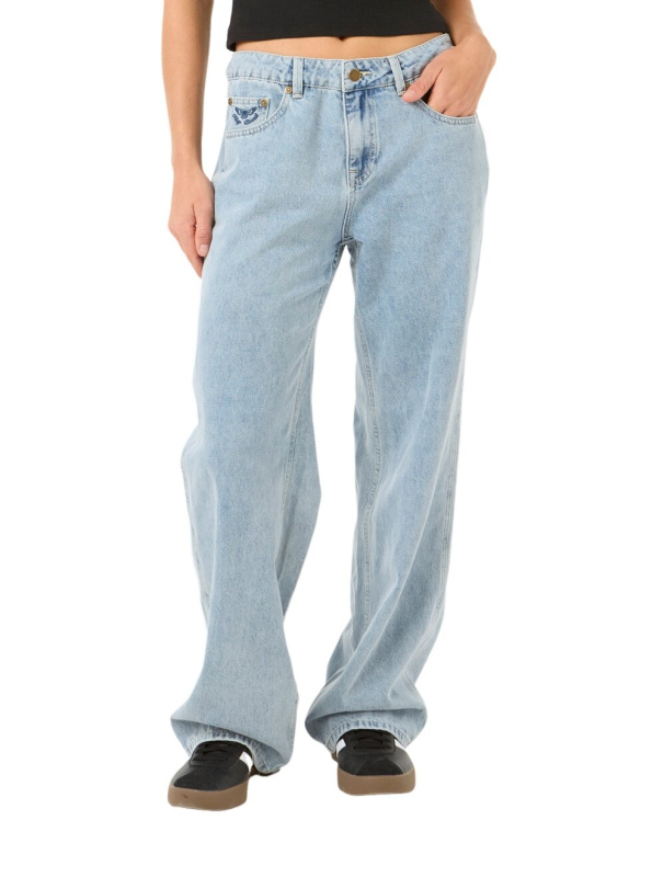 Rip curl dámské kalhoty Aggie Relaxed Jeans Vintage Blue | Modrá | Velikost 27 | 100% bavlna