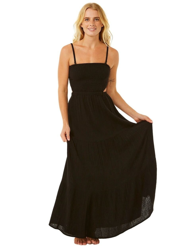 Rip curl dámské maxi šaty Premium Surf Black | Černá | Velikost XL | 100% bavlna