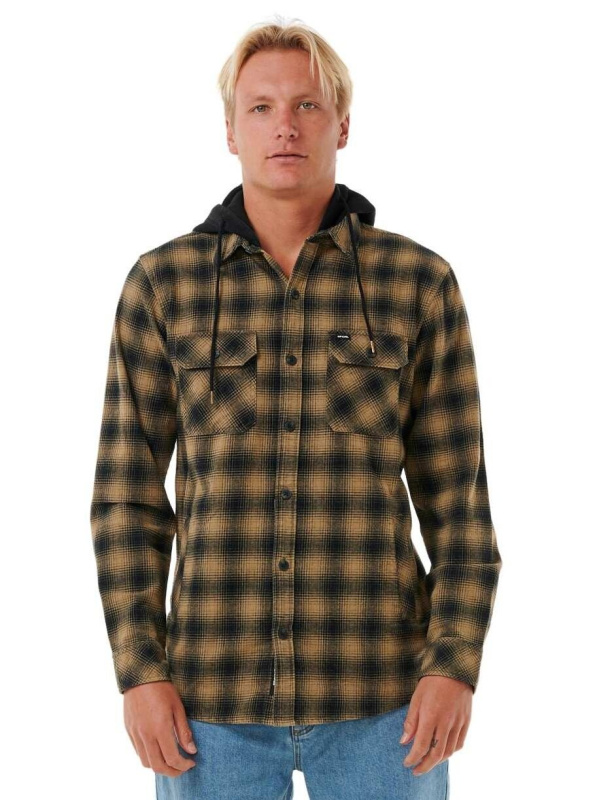 Rip curl pánská košile Grunter Flannel Washed Moss | Černá | Velikost XL | 100% bavlna
