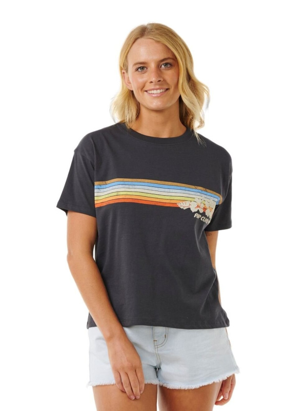 Rip curl dámské tričko Hoffman Relaxed Washed Black | Černá | Velikost S | 100% bavlna