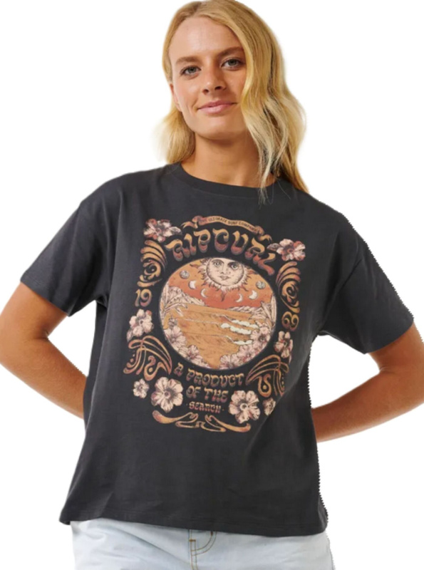 Rip curl dámské tričko Celestial Search Relaxed Washed Black | Černá | Velikost M | 100% bavlna