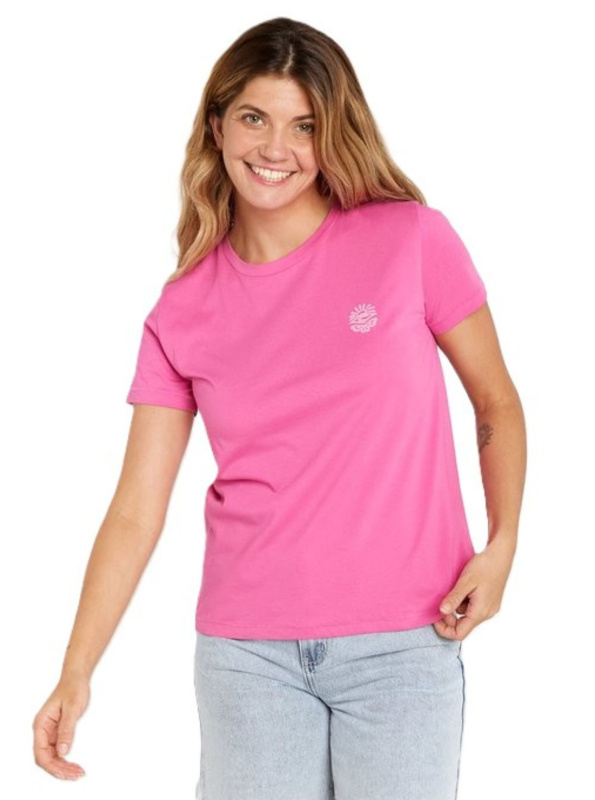 Rip curl dámské tričko Re-Entry Crew Hot Pink | Růžová | Velikost L | 100% bavlna
