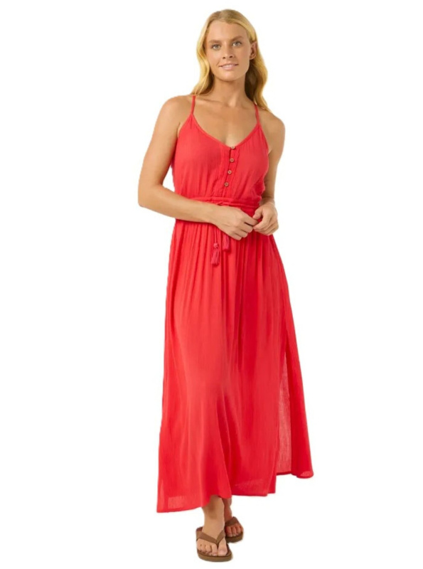 Rip curl dámské maxi šaty Classic Surf Hibiscus Red | Červená | Velikost L