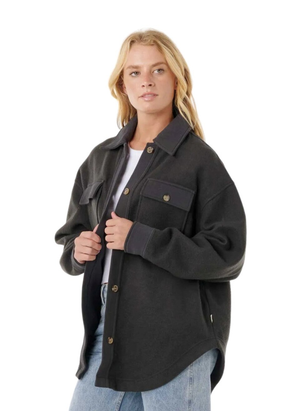 Rip curl dámská bunda High Tide Fleece Shacket Washed Black | Černá | Velikost XL